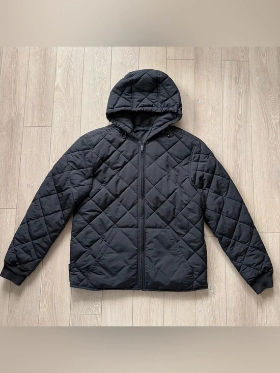 Frank & Oak Men's Skyline Reversible Hooded Quilted Black Puffer Jacket - Picture 3 of 16